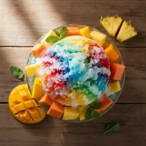 Shave Ice Hawaïen avec Fruits Tropicaux