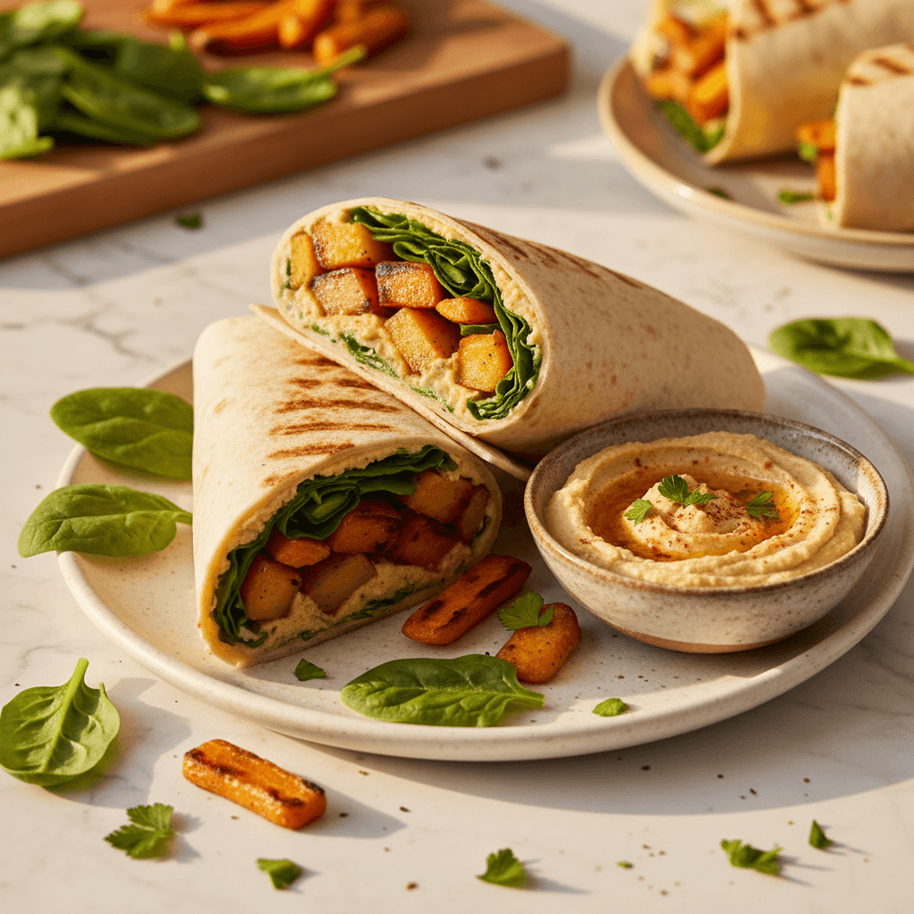 Wraps aux légumes grillés et houmous