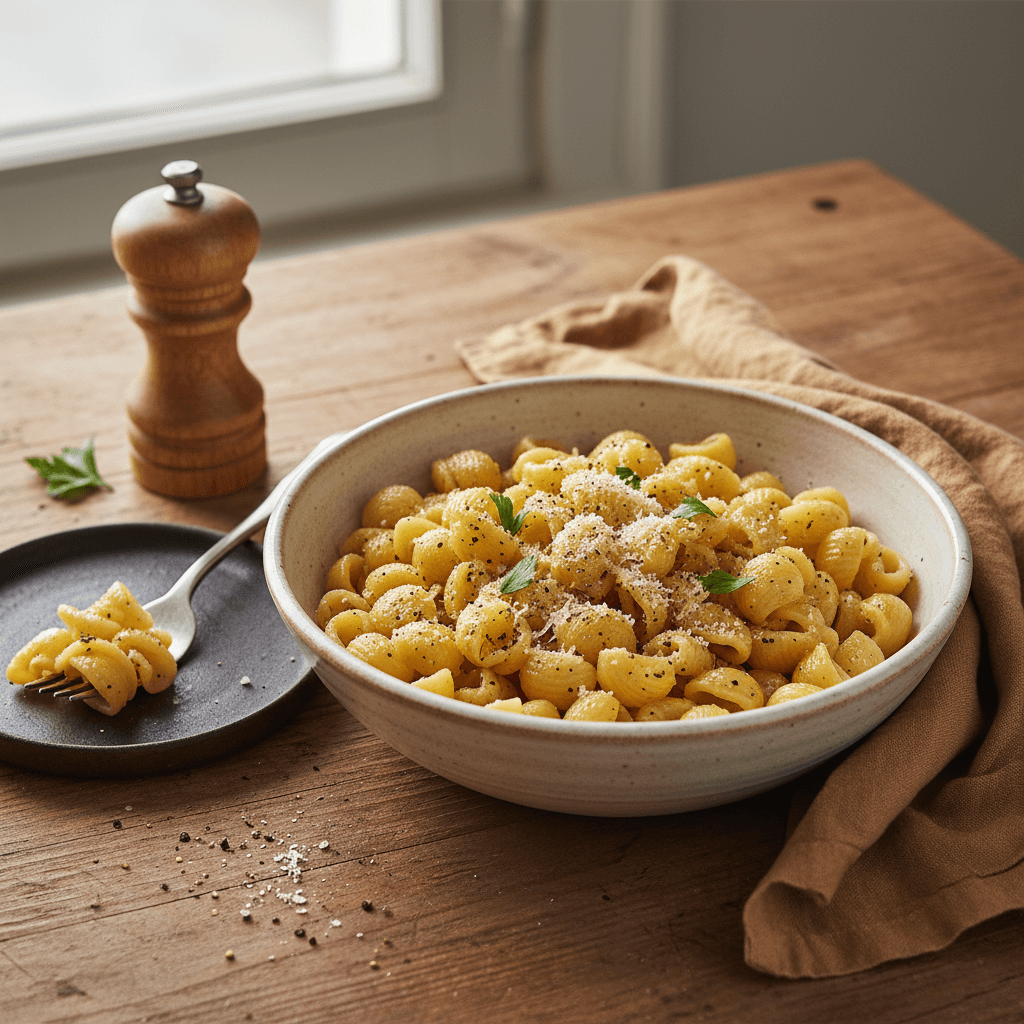 Shells with Butter and Pepper (Aglio e Olio)