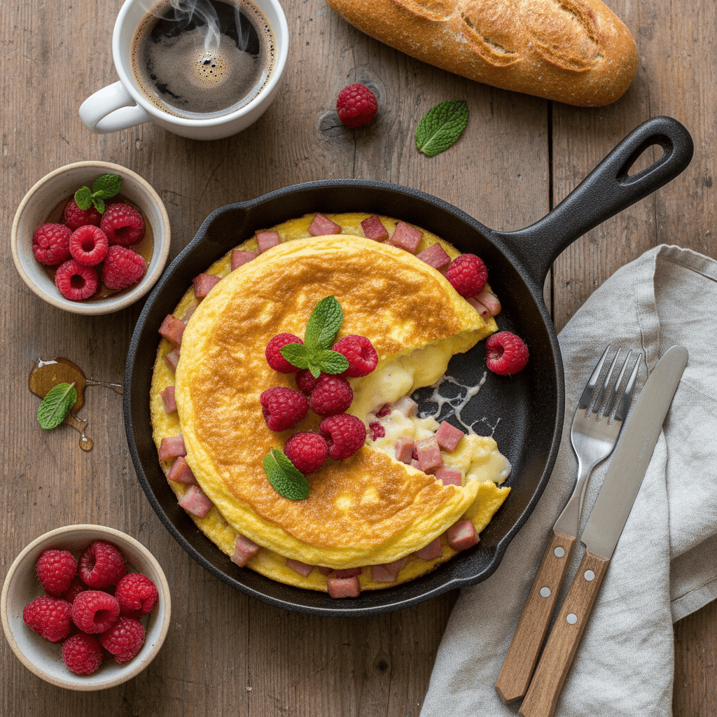 Omelette Jambon-Gruyère aux Framboises