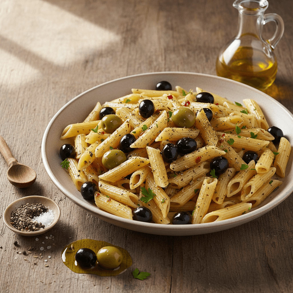 Pasta with Olives and Olive Oil