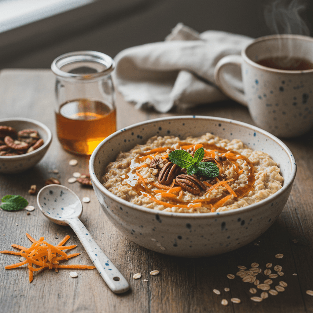 Haferflockenbrei mit geriebenen Möhren