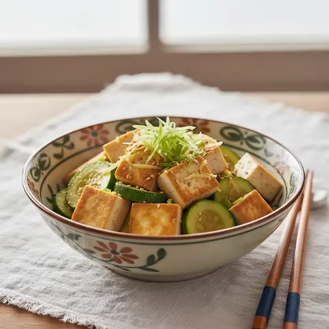 Wok de tofu ferme aux courgettes et gingembre