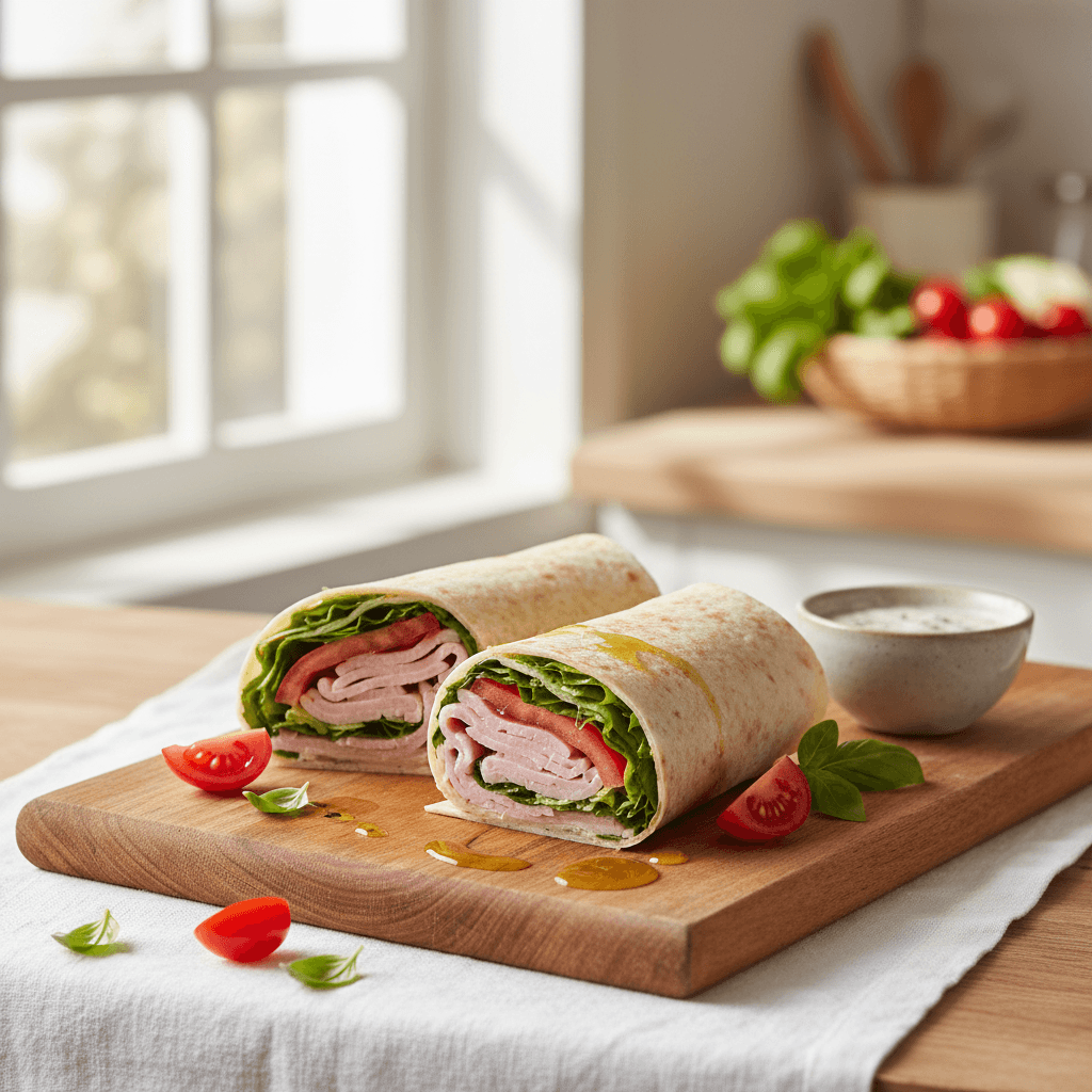 Wrap de jambon et légumes frais