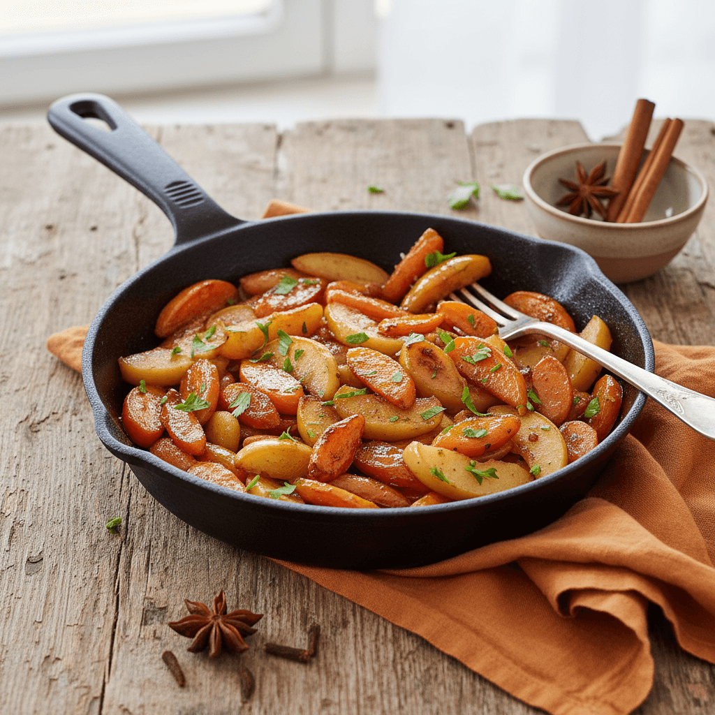 Poêlée de carottes et pommes sautées