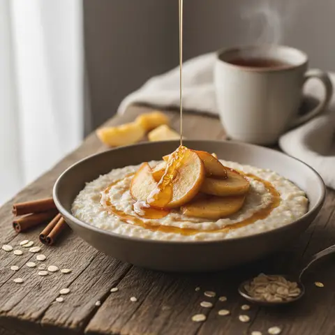 Porridge sucré aux pommes et miel