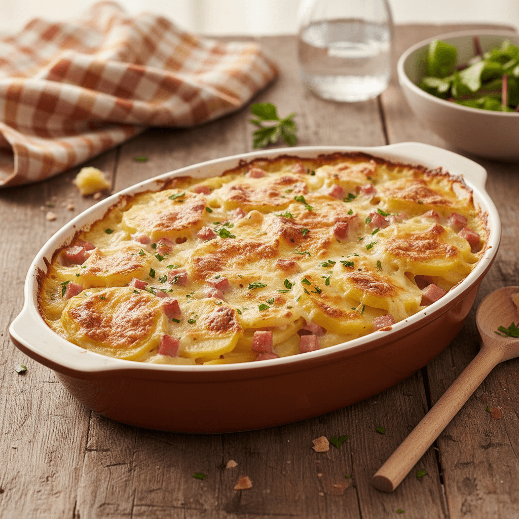 Creamy Potato and Ham Gratin