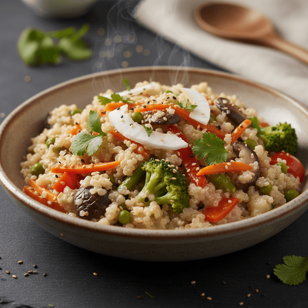 Risotto Asiatique au Quinoa avec Légumes et Lait de Coco