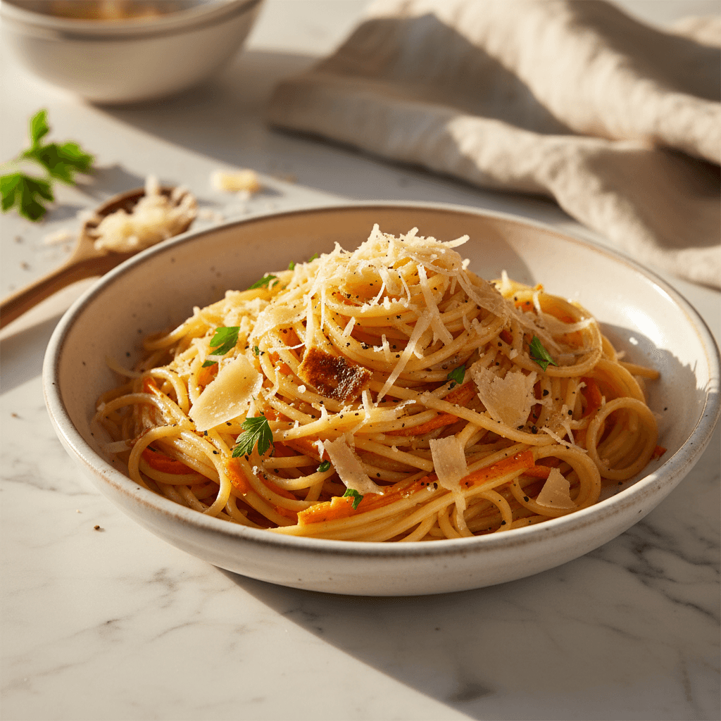 Spaghettis à la Carotte et Gruyère