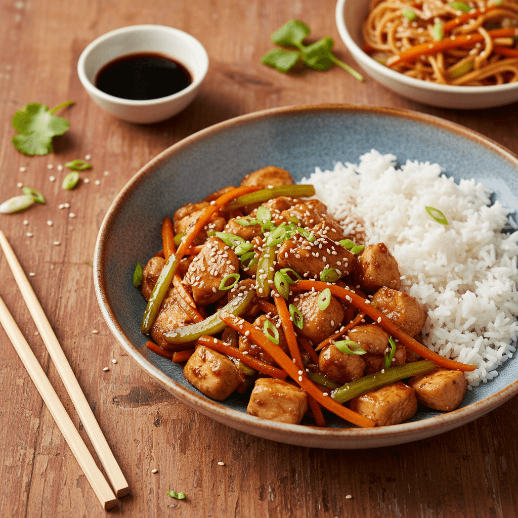 Poulet Sauté au Wok et Légumes
