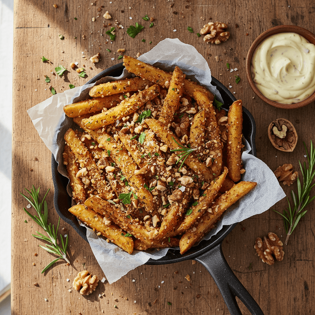 Frites de Pommes de Terre aux Noix Concassées