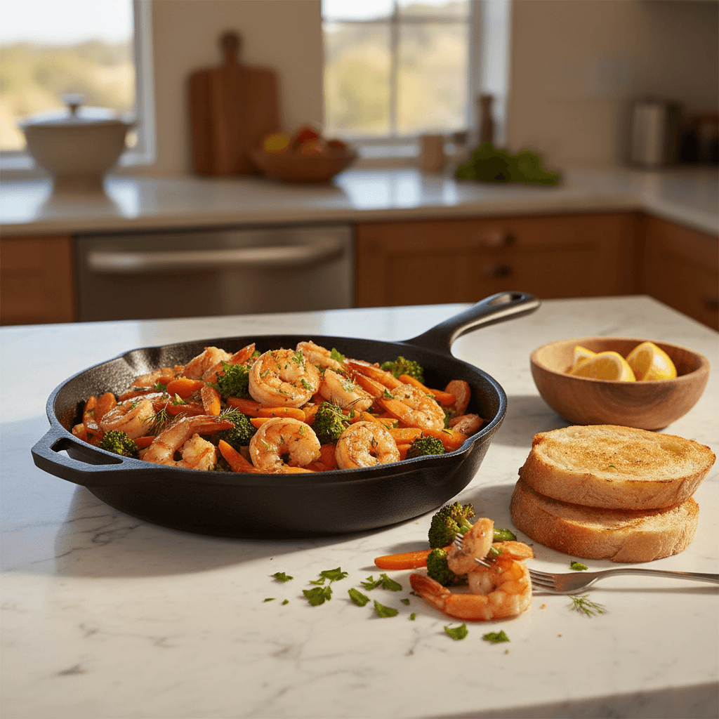 Poêlée de Crevettes aux Carottes et Brocoli