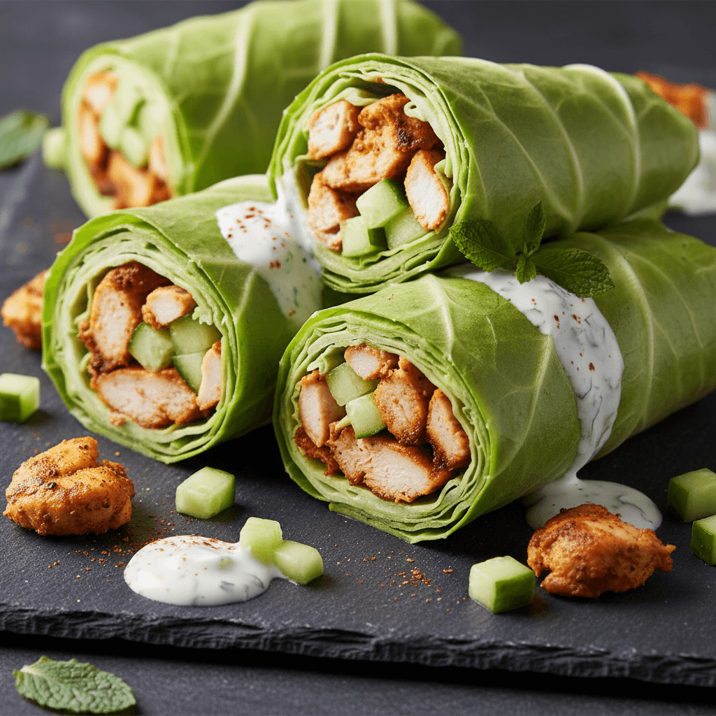 Wraps de chou au poulet shawarma et concombre