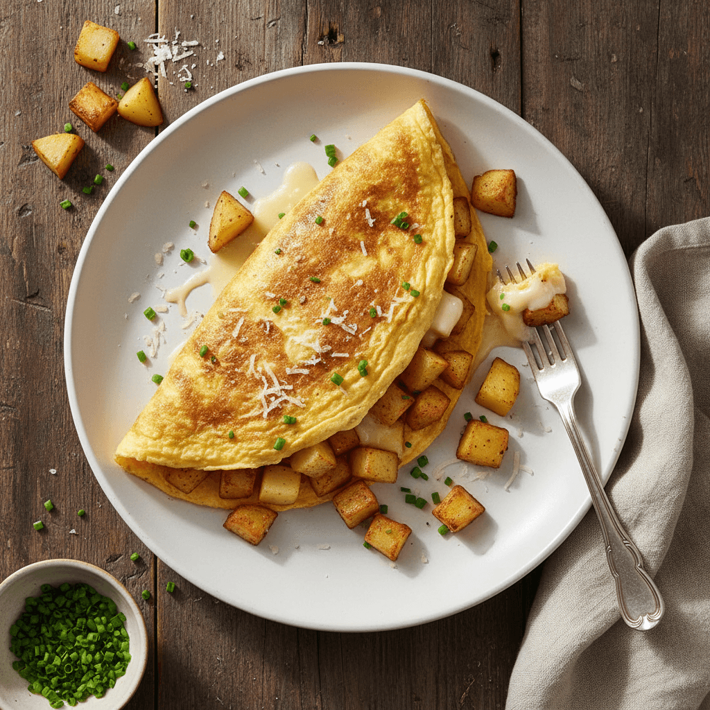 Omelette aux pommes de terre et fromage