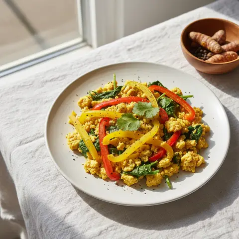 Scramble de tofu et œufs au curcuma