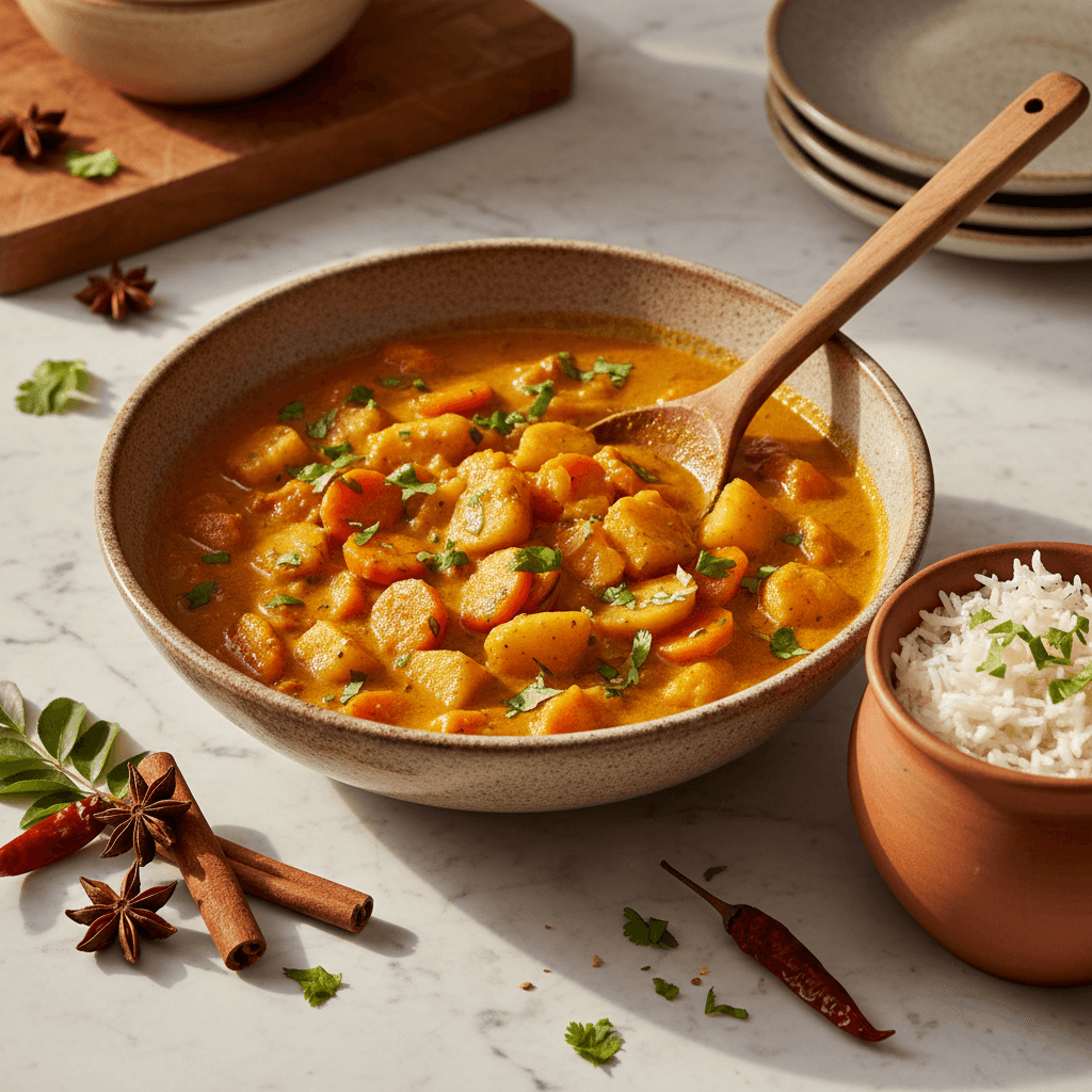 Curry de carottes, pommes et pommes de terre