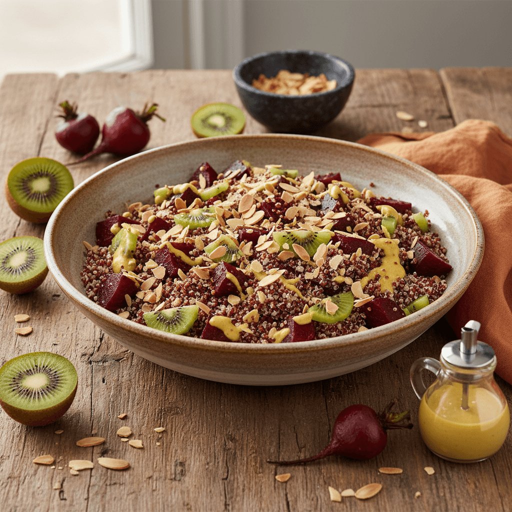 Autumn Salad: Quinoa, Kiwis and Roasted Beets with Almonds