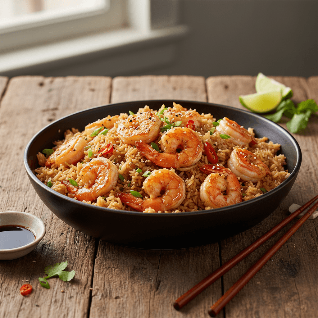 Stir-Fried Rice with Shrimp and Caramelized Sugar
