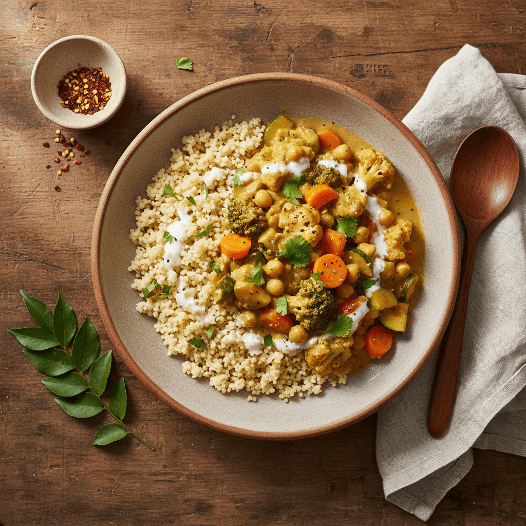 Curry de légumes à la semoule