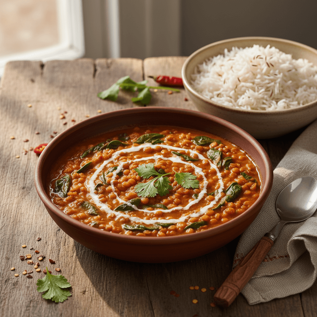 Red Lentil and Spinach Curry
