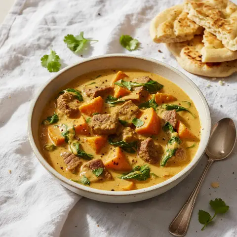 Curry de Boeuf aux Épinards et Patate Douce
