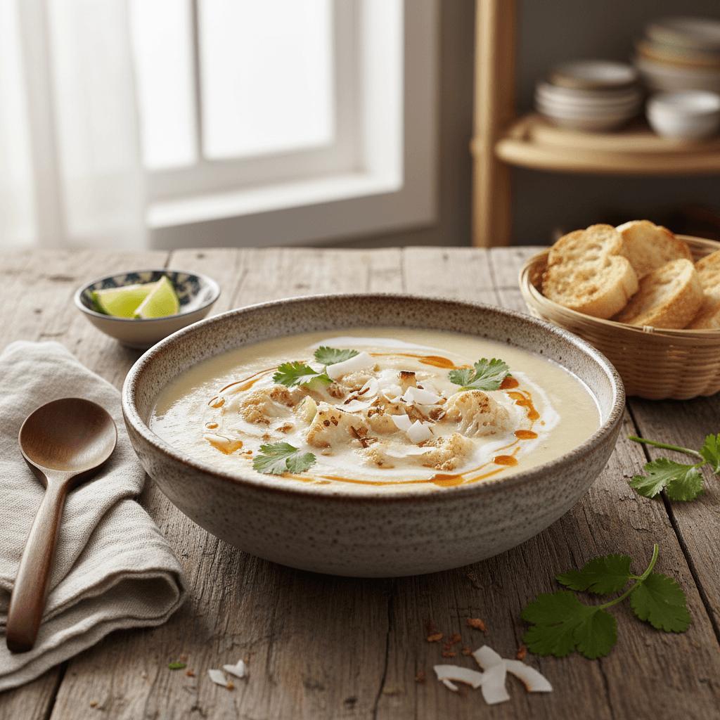 Cremige Blumenkohl- und Kokosmilch-Suppe