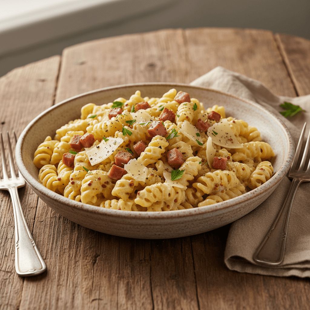 Neuinterpretierte Carbonara-Pasta (ohne Ei)