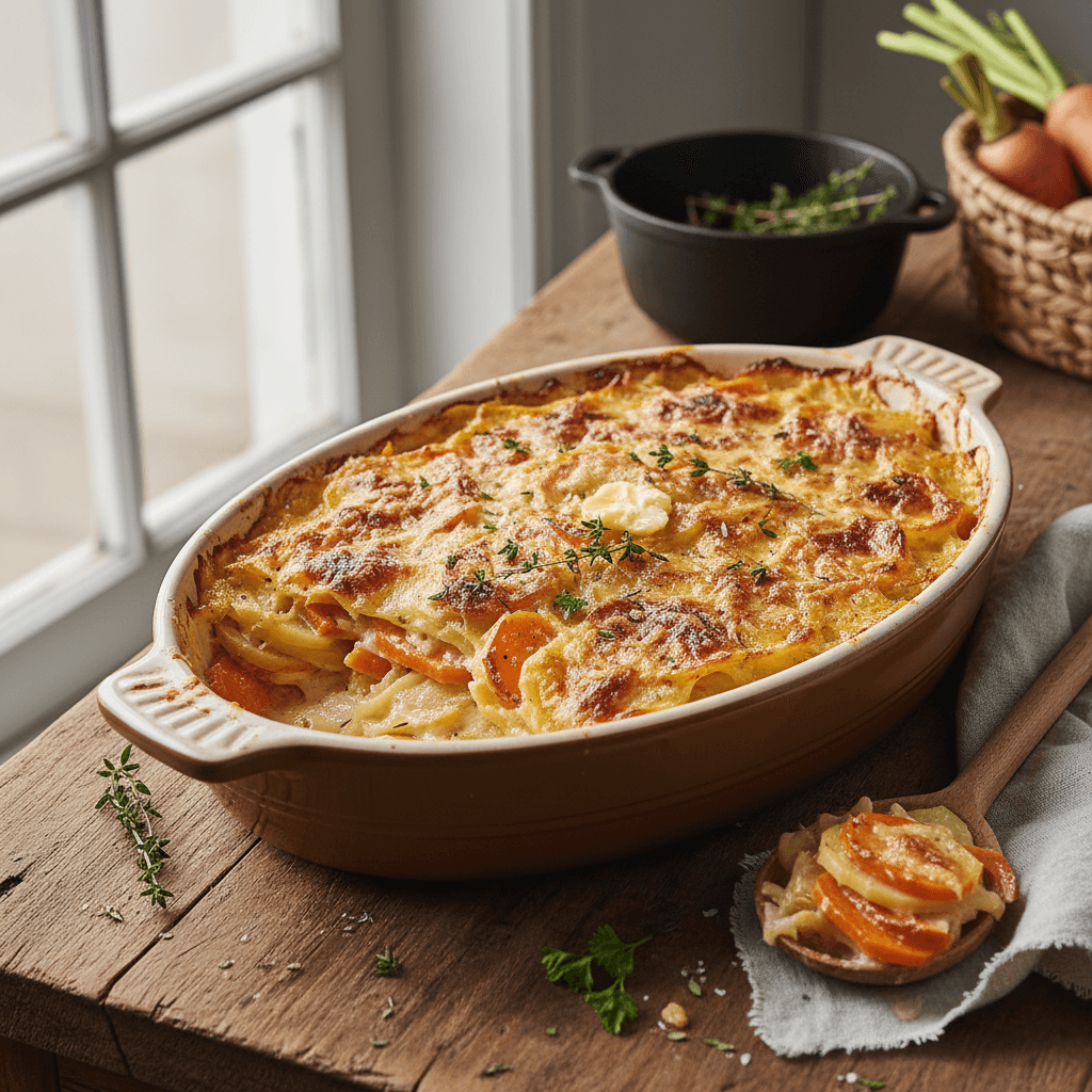 Kartoffel- und Möhrenauflauf