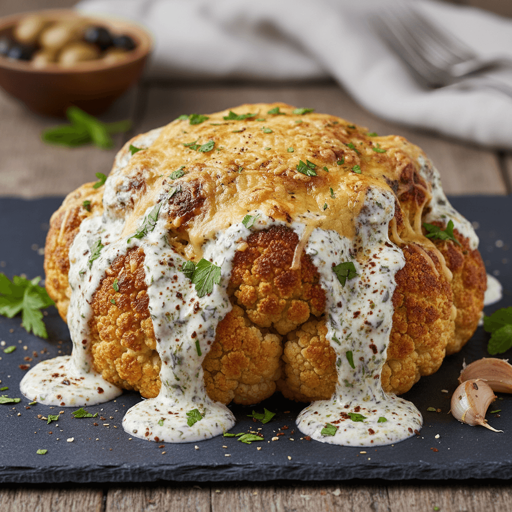 Chou-fleur rôti entier au fromage et zaatar