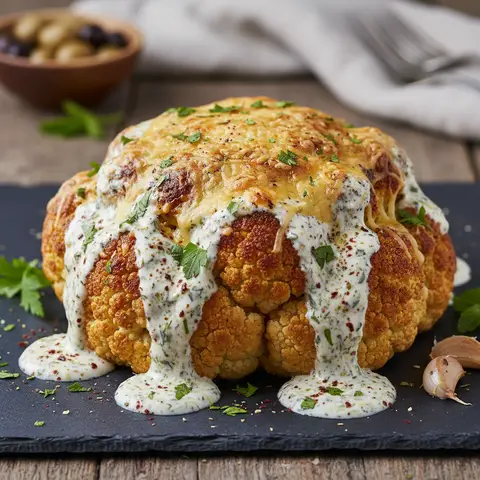 Chou-fleur rôti entier au fromage et zaatar