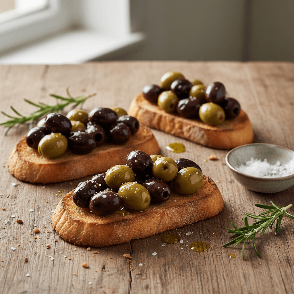 Grilled Olive Tartines