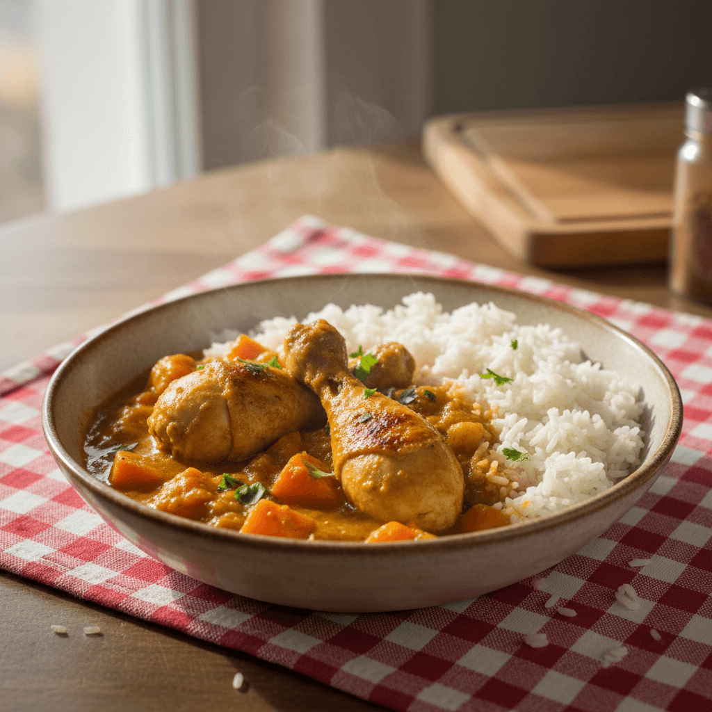Poulet Curry avec Carottes et Riz