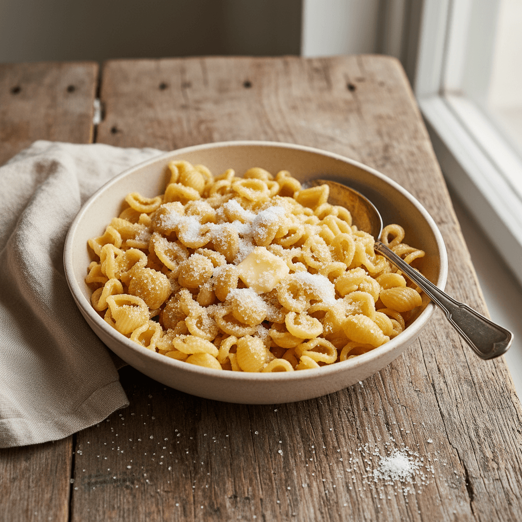 Shell Pasta with Butter and Sugar