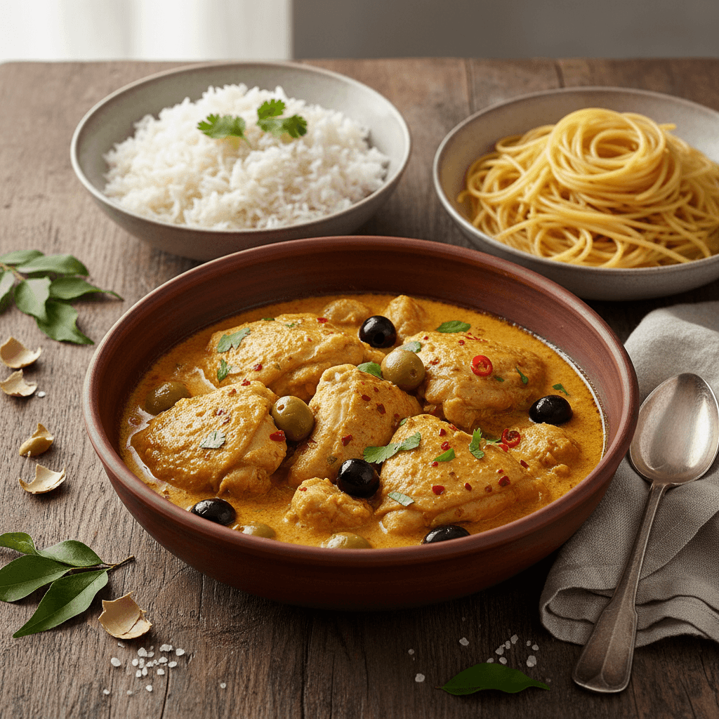 Thai-Style Chicken Curry with Olives and Rice