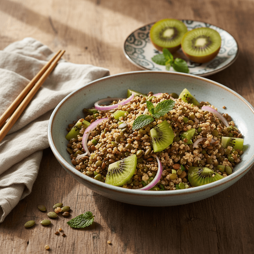 Quinoa and Lentil Salad with Kiwis