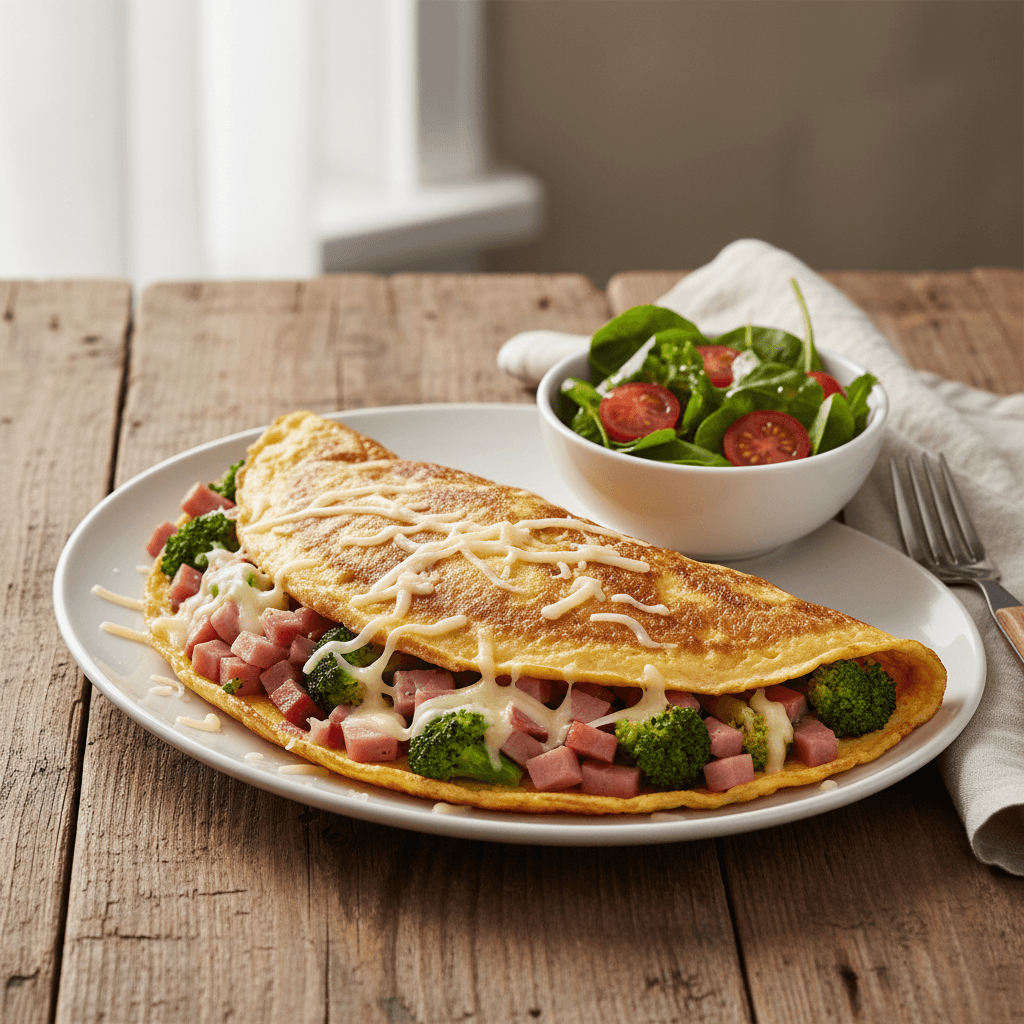 Ham, Cheese and Broccoli Omelet