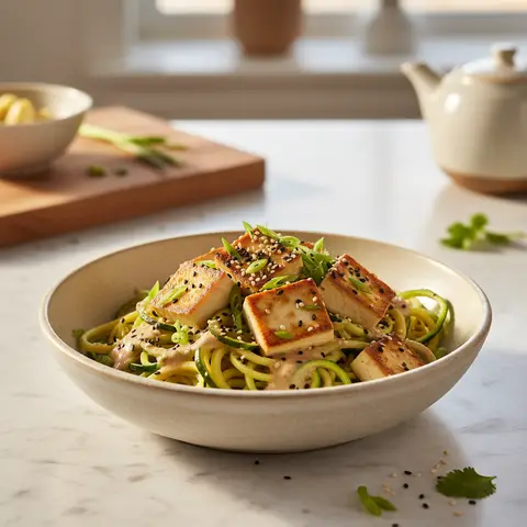Bowl japonais au tofu soyeux et courgettes