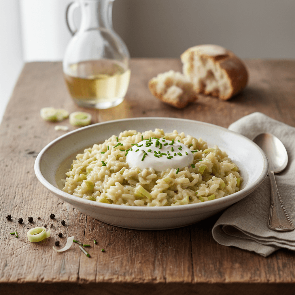 Reis mit Lauch und Sahne