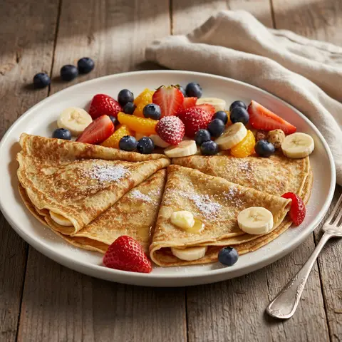 Crêpes Sucrées Garnies aux Fruits