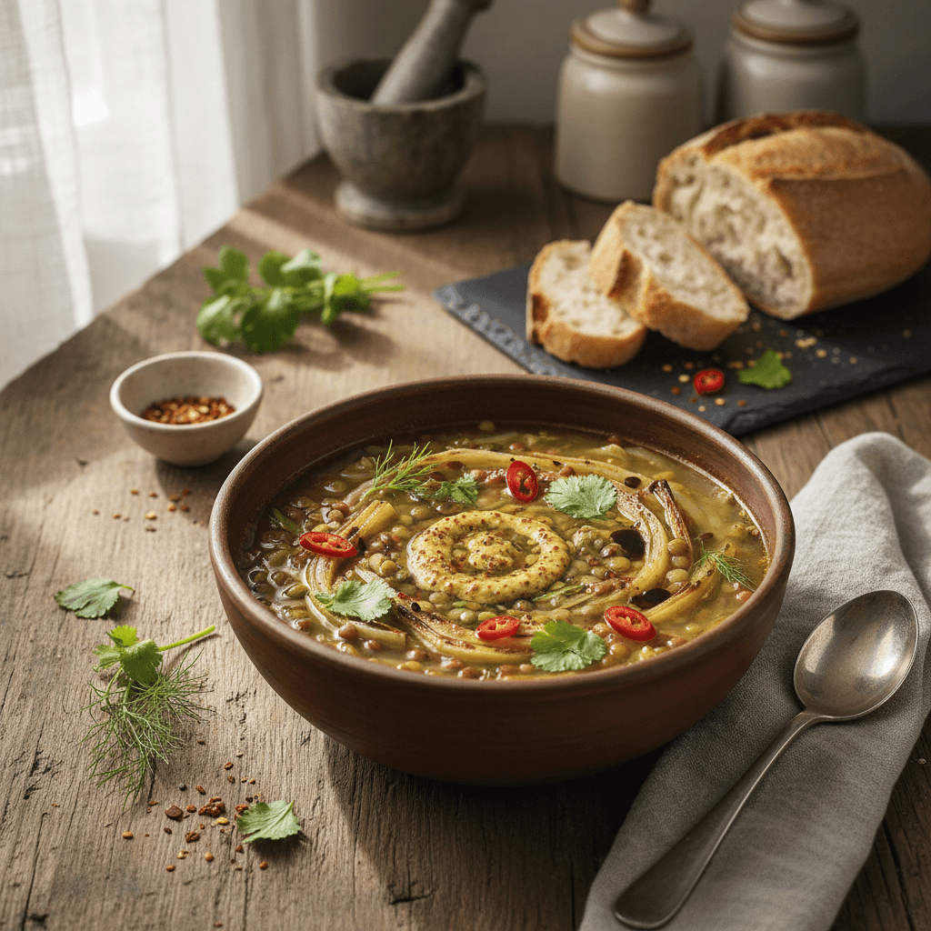 Soupe Asiatique de Lentilles et Fenouil