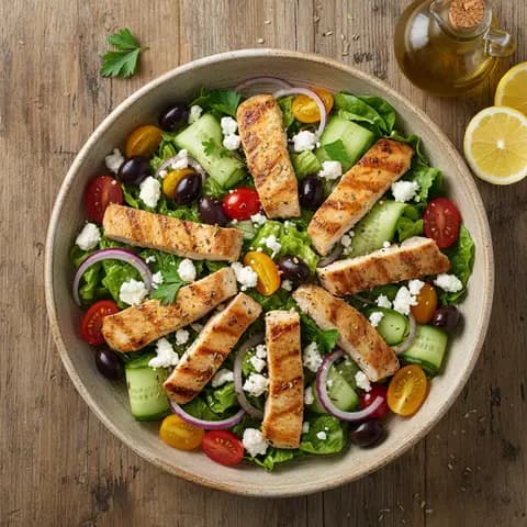 Salade de dinde à la grecque, feta et olives