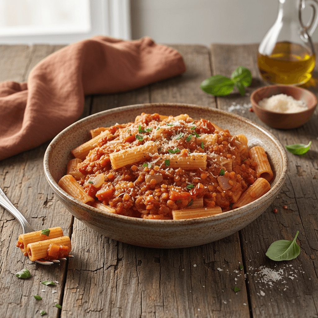 Pasta with Lentil-Tomato Sauce (Italian Style)
