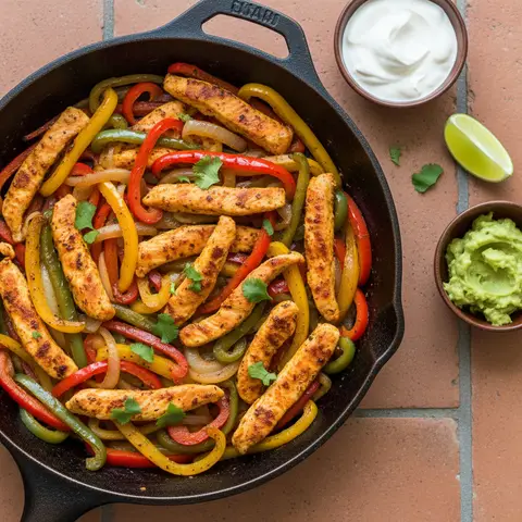 Poêlée de poulet à la mexicaine, poivrons et oignons