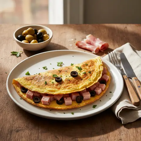 Omelette aux Olives et Jambon