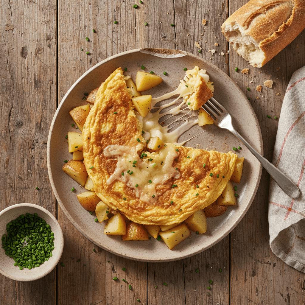 Omelette pommes de terre et gruyère