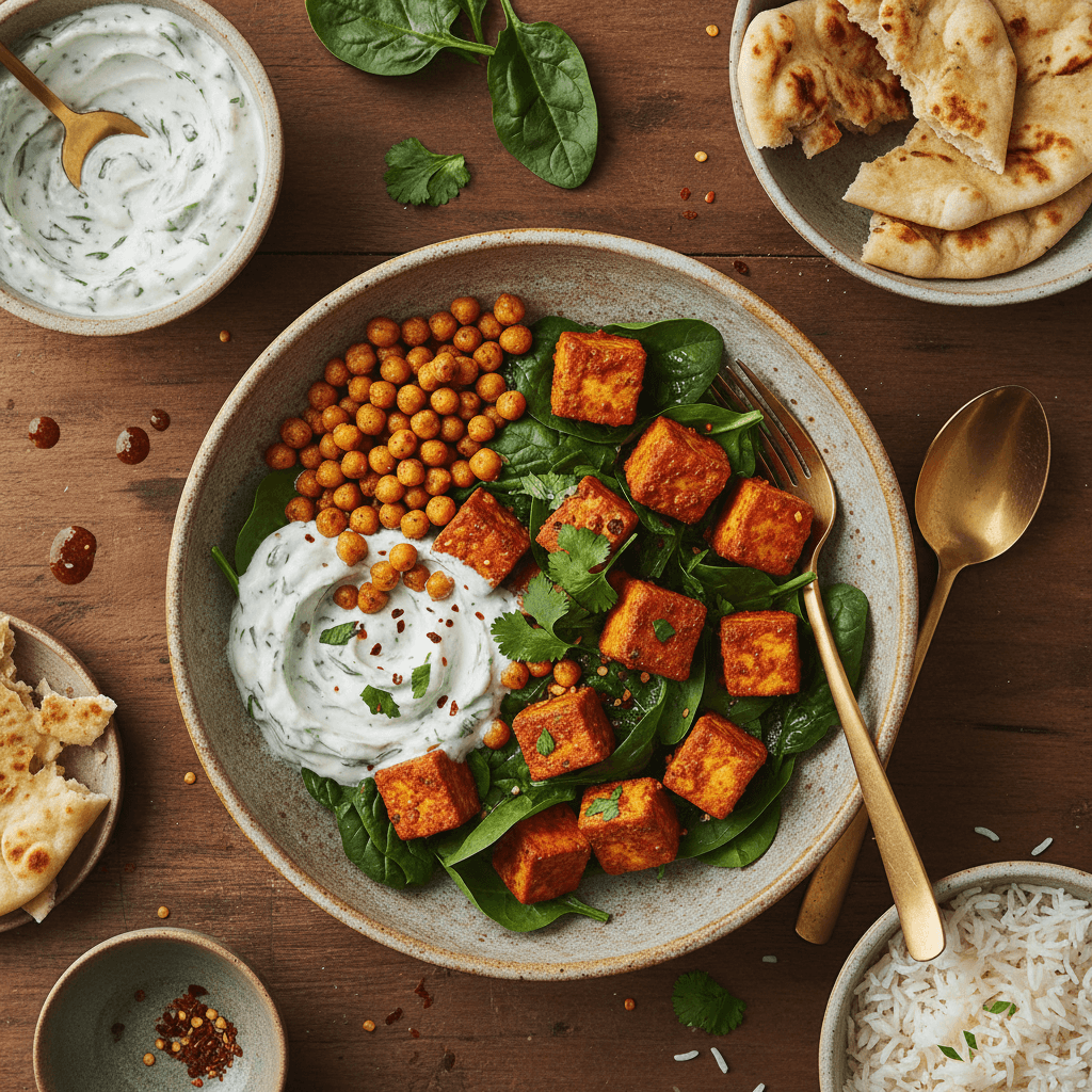 Bowl indien au tofu tikka et épinards