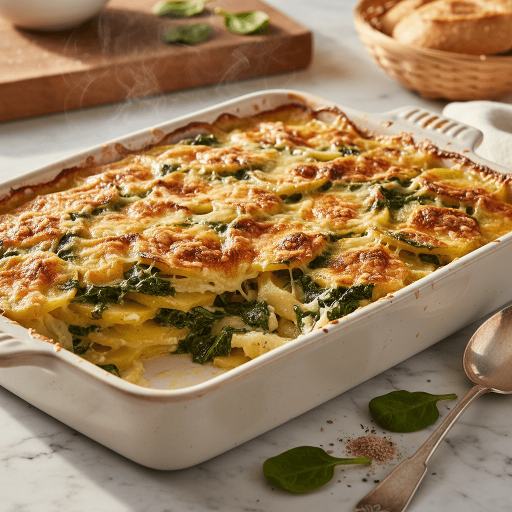 Gratin de pommes de terre aux épinards