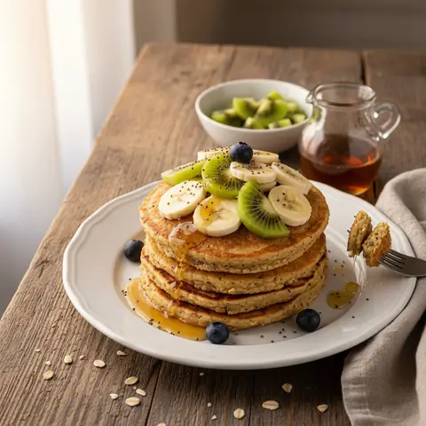 Pancakes aux Flocons d'Avoine et Banane-Kiwi