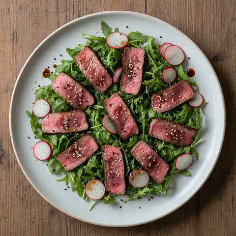 Salade de bœuf tataki aux radis et sésame