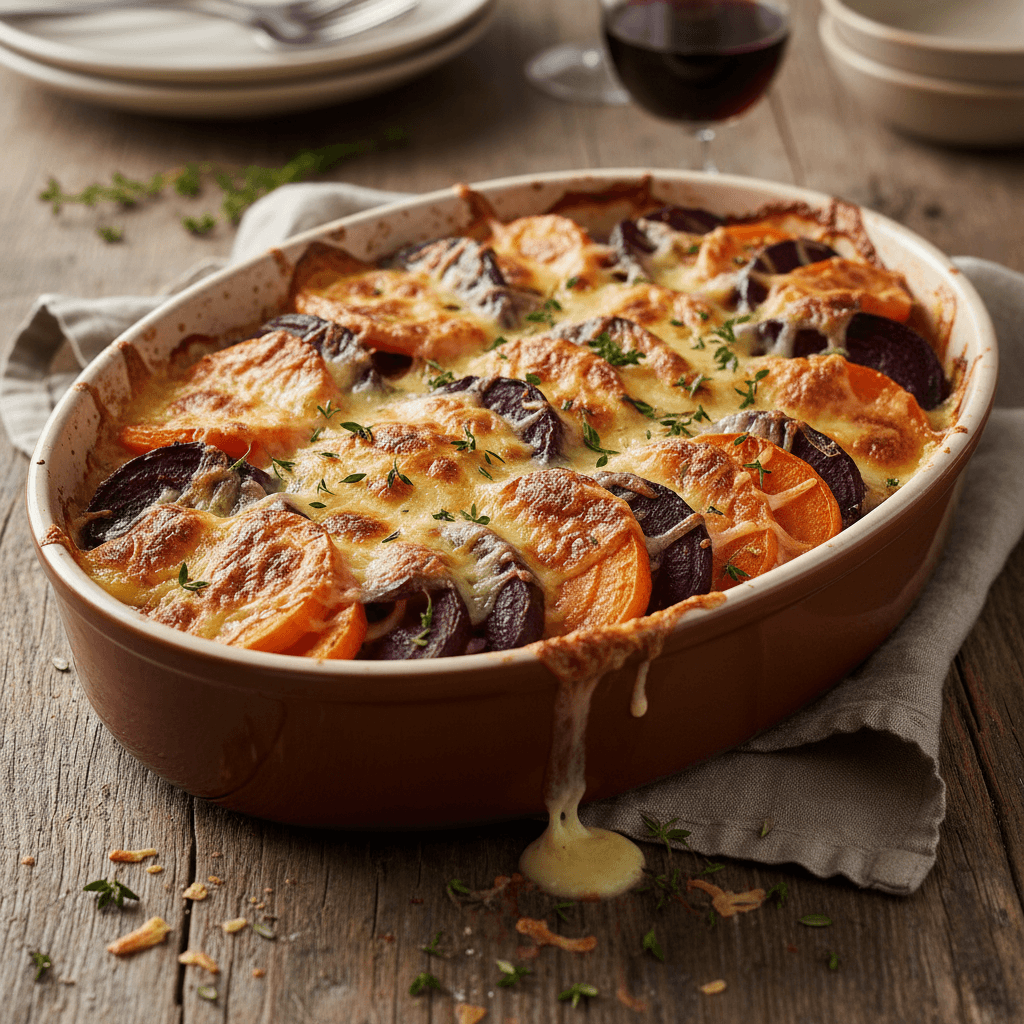 Carrot and Beet Gratin with Gruyère